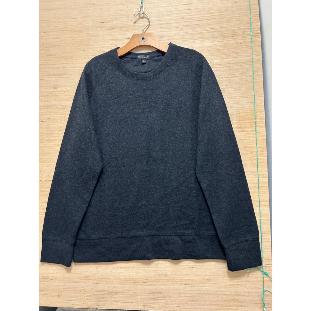 Banana Republic Mens Large Charcoal Gray Heathered Raglan‎ Crewneck Sweatshirt